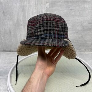 Vintage Northern Cap Trapper Hat Adult Wool Blend Plaid USA Made